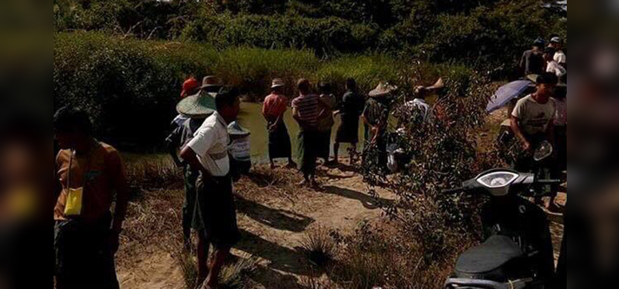 အသတ်ခံရသူ ဆရာမအား ရွာသားများက ရှာဖွေနေခဲ့စဉ်  / U Than Maung Oo Facebook