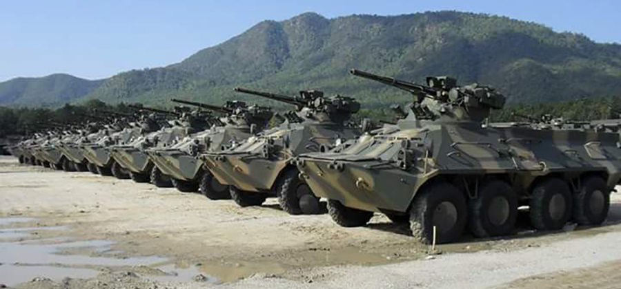 မြန်မာ့တပ်မတော်မှ အသုံးပြုနေသည့် BTR 3U အမျိုးအစား သံချပ်ကာ ကာများ