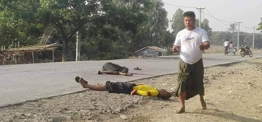 လက်နက်ကြီးကျ ရောက်မှုကြောင့် သေဆုံး၊ ဒဏ်ရာ ရရှိခဲ့သော ကျောက်ဆိပ်ကျေးရွာသားများ / FB