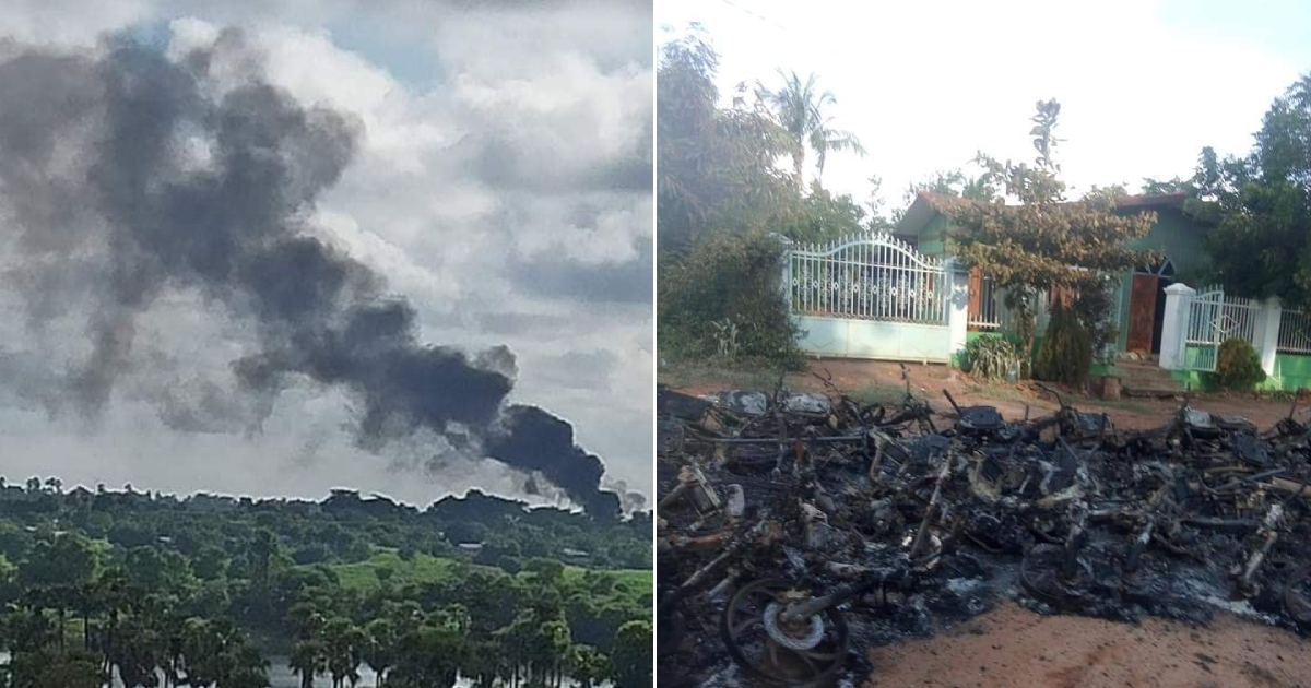 မြိုင်မြို့နယ် စံပြကျေးရွာအတွင်း စစ်ကောင်စီ တပ်ဖွဲ့ဝင်များ ဝင်ရောက်စီးနင်း မီးရှို့ဖျက်ဆီး  / CJ