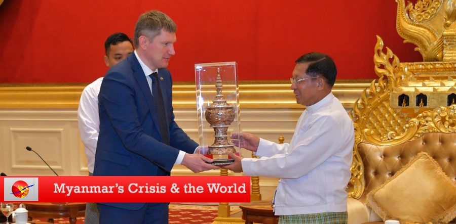 စစ်ကောင်စီခေါင်းဆောင်မင်းအောင်လှိုင်နှင့် ရုရှားစီးပွားရေးတိုးတက်မှုဝန်ကြီး မက္ကဆင် ရက်ရှက်နီကော့ဗ်