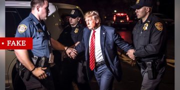 သမ္မတဟောင်း ဒေါ်နယ်ထရမ့်ကို ရဲတွေက ဖမ်းနေပုံအတုအား AI ဖြင့် ဖန်တီးထားသည့်ပုံ