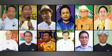 စစ်ကောင်စီက ကျင်းပမည့် ရွေးကောက်ပွဲ ဝင်မည့် နိုင်ငံရေးပါတီအချို့၏ ခေါင်းဆောင်များ (အထက် - ဝဲမှယာ) ဦးခင်ရီ (USDP)၊ ဦးကိုကိုကြီဂ (PP)၊ မိုက်ကယ်ကျော်မြင့် (PCSP)၊ ဒေါ်သက်သက်ခိုင် (PPP), စိုင်းအိုက်ပေါင်း (SEDP), ဒေါ်သန်းသန်းနု (FDP)၊ (အောက် - ဝဲမှယာ) ဦးသိန်းညွန့် (NNDP), အင်ရှန်းဆန်အောင် (KSPP)၊ ဦးစိုးမောင် (DNP)၊ ဦးခင်မောင်ရွှေ (NDF)၊ ဦးကျော်ဇေယျ (UPUP)၊ ခွန်စန်းလွင် (PNO)