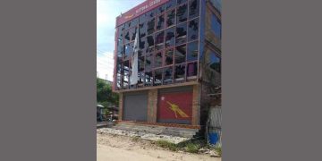 ပြီးခဲ့သည့် ဧပြီ ၇ရက်က ဖျက်ဆီးခံလိုက်ရသည့် မန္တလေးတိုင်း တောင်သာမြို့နယ် NLD ပါတီရုံး(CJ )