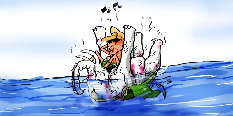 ဆင်သေကောင်သားအနားဝယ် တဝဲလည်လည် လိုက်ပါလို့သွားတော့ကွယ်